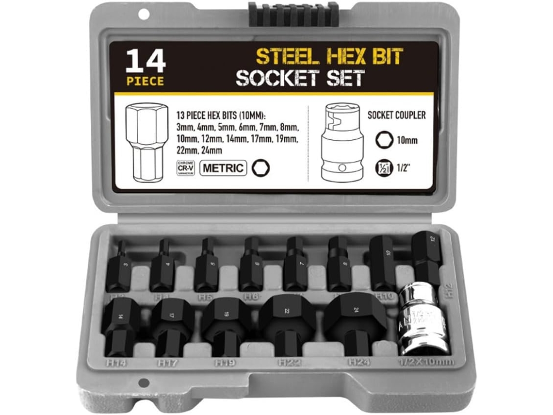 Juego De Llaves Hexagonales De 14 3-24 1/2" Mm Para Llave Dinamométrica, De Trinquete,