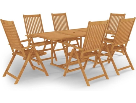 Conjunto 7 Conjunto de comedor de jardín VIDAXL madera maciza de teca