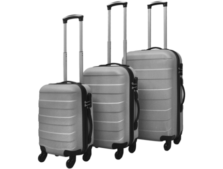 MAISON EXCLUSIVE Juego de maletas trolley rígidas 3 pzas plateado 45,5/55/66 cm