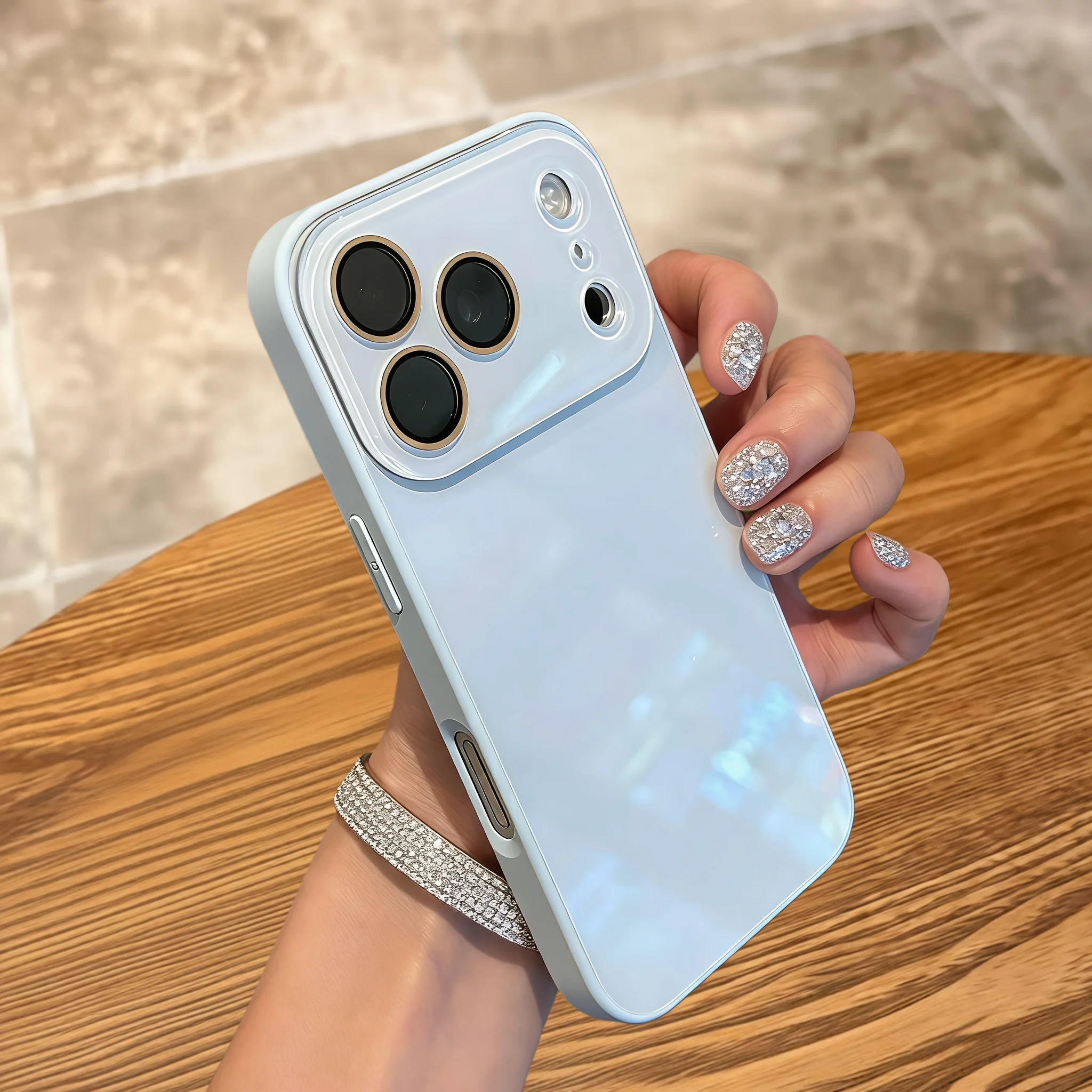 (iphone 14 Azul Claro) Funda Protectora Para Teléfono Con Marco A Prueba De Golpes Y Cubierta Trasera Rígida.