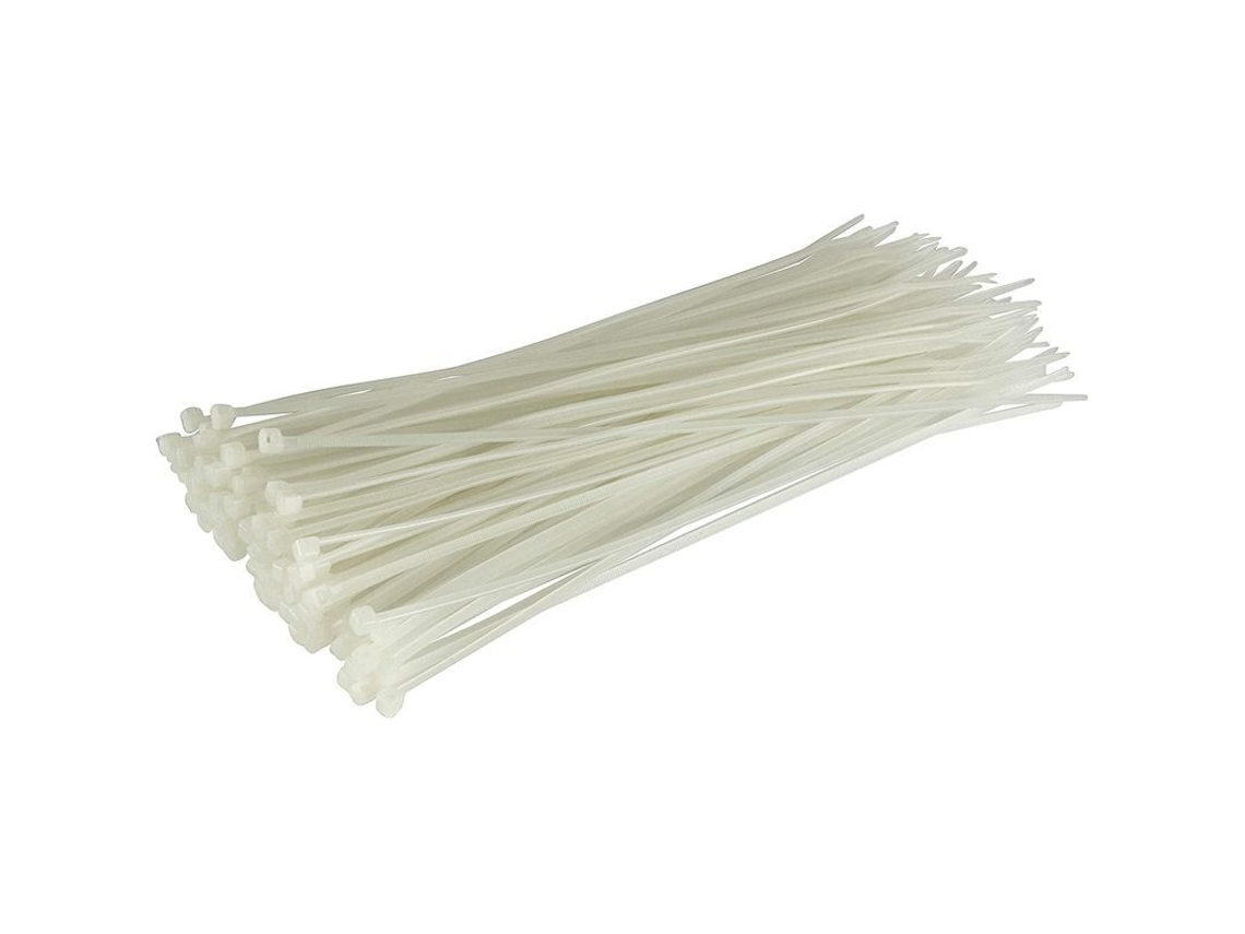 100 Clips Para Cables, Blancos, 200 Mm X 2,5 Mm, Nailon Pa 6.6, Duraderos, 8,1 Kg