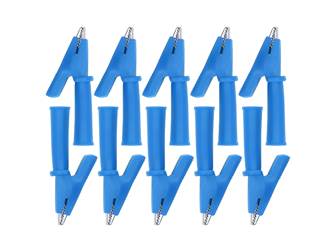 Yncm2026-10 Piezas Pinzas Cocodrilo De Latón Aisladas Con Pvc Para Multímetro Y Plug Banana 4mm Azul