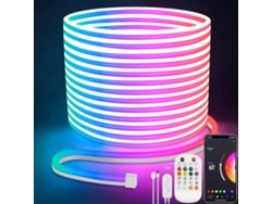 Tira de LED, 10 m, RGB multicolor, tira de LED neón controlada por aplicación, 24 V, flexible e impermeable PRIME KANG