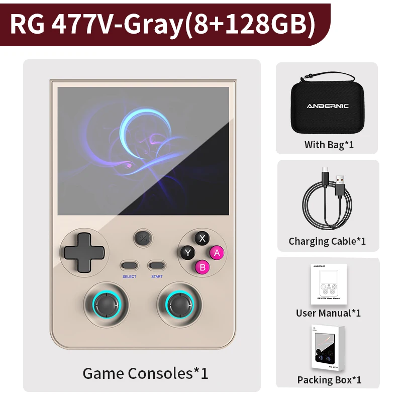 128g (juegos 4k)gris (8 128g)bolsarg477v Consola De Juegos De 4,7" Con Efecto Dsp, Compatible Con Ia, Salida Dp 1080p