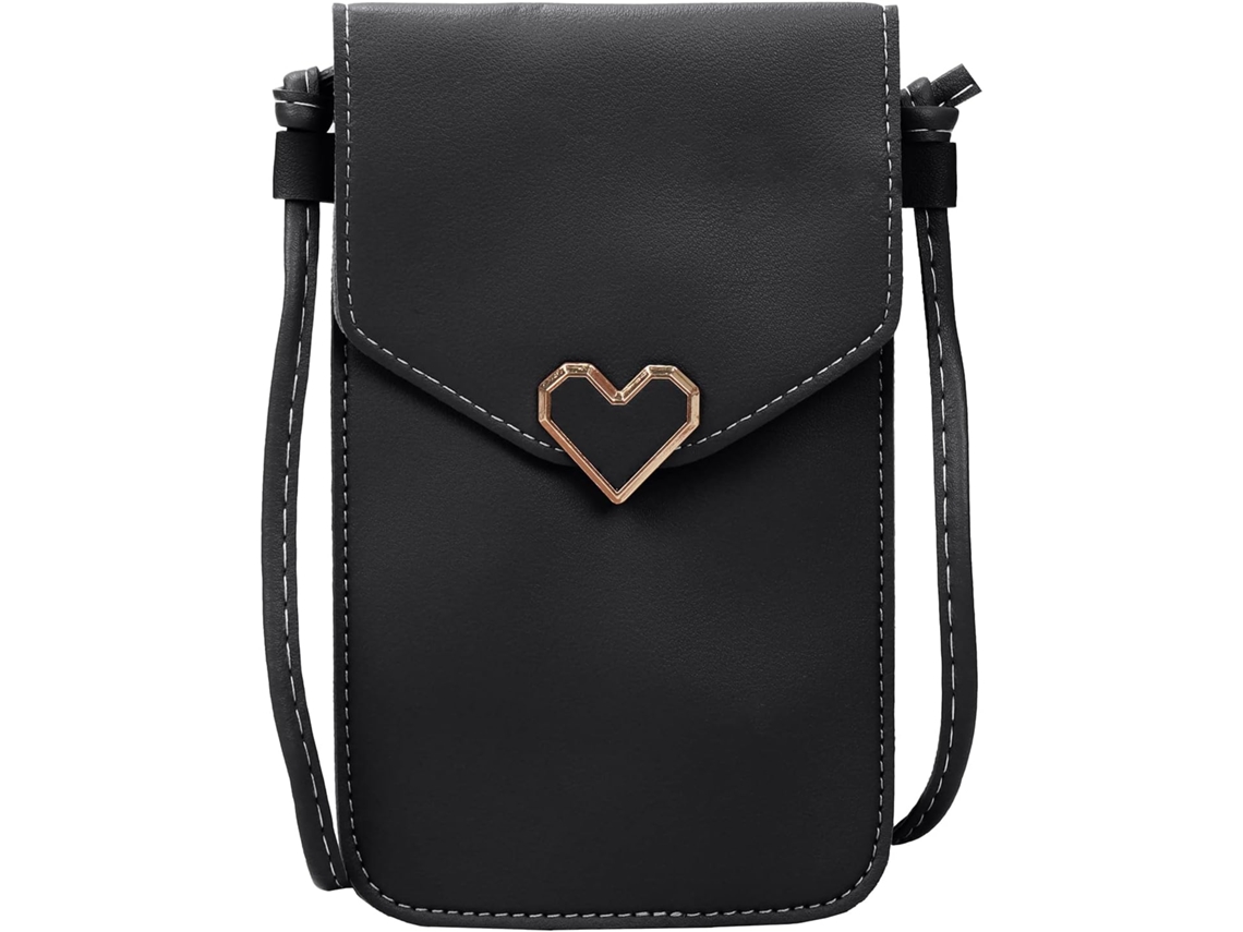 Bolso bandolera para mujer para teléfono móvil - Bolso cruzado compacto - Negro