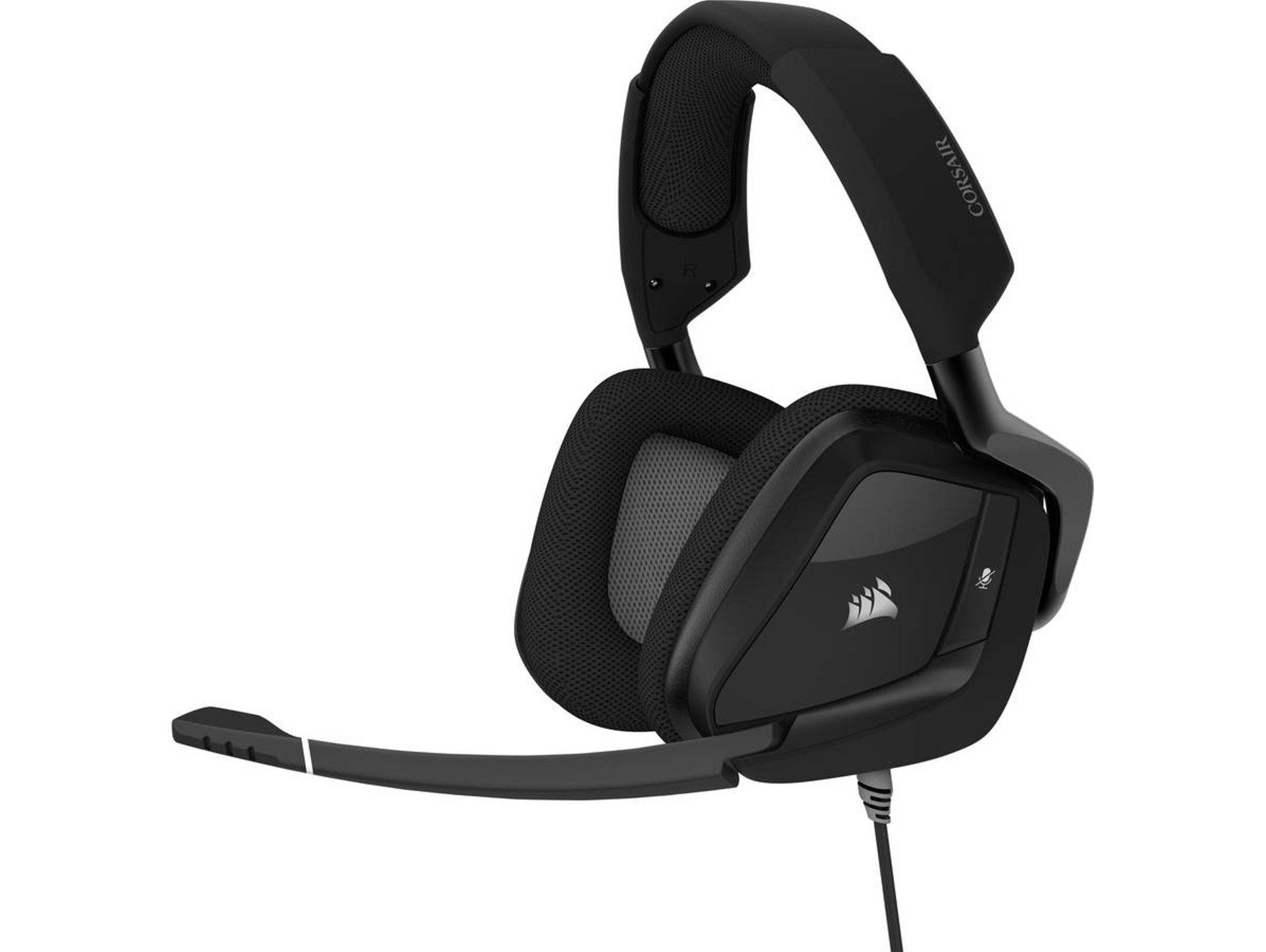 Corsair Void Elite 7.1 black carbon rgb auriculares gaming usb para juegos cableado sonido envolvente omnidireccional personalizable iluminación microfibra de rejilla almohadillas negro gris dolby pc con ca9011203eu diadema