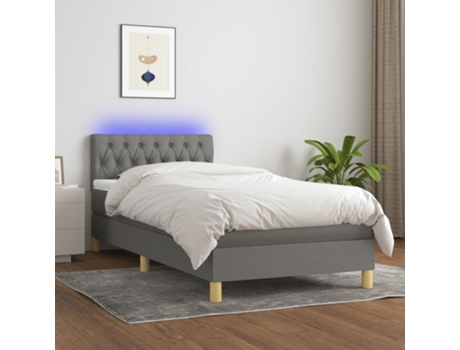 MAISON EXCLUSIVE Cama con somier con colchón y LED 90x190 cm Tela gris oscuro