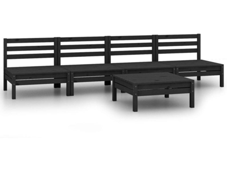 Conjunto 5 de muebles de jardín VIDAXL madera de pino maciza negro