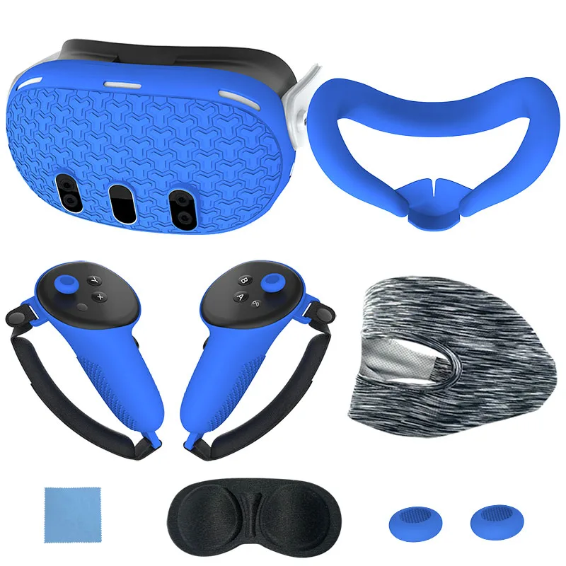 Juego De 7 Accesorios, Funda Protectora Suave Para Realidad Virtual, Estilo Y (azul)