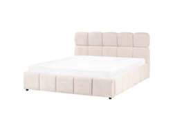 Cama De Casal Beliani Noyon De Tecido Creme 160x200