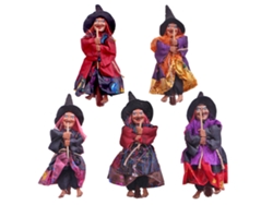 Rebe - Figura de Bruxa de Terror para Pendurar em Cores Aleatórias, Ideal para Festas de Halloween, Jardins e Decoração de Natal.