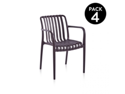 Pack 4 sillas de exterior Jamie Arm Marrón 57,5 x 81 x 55,5 cm