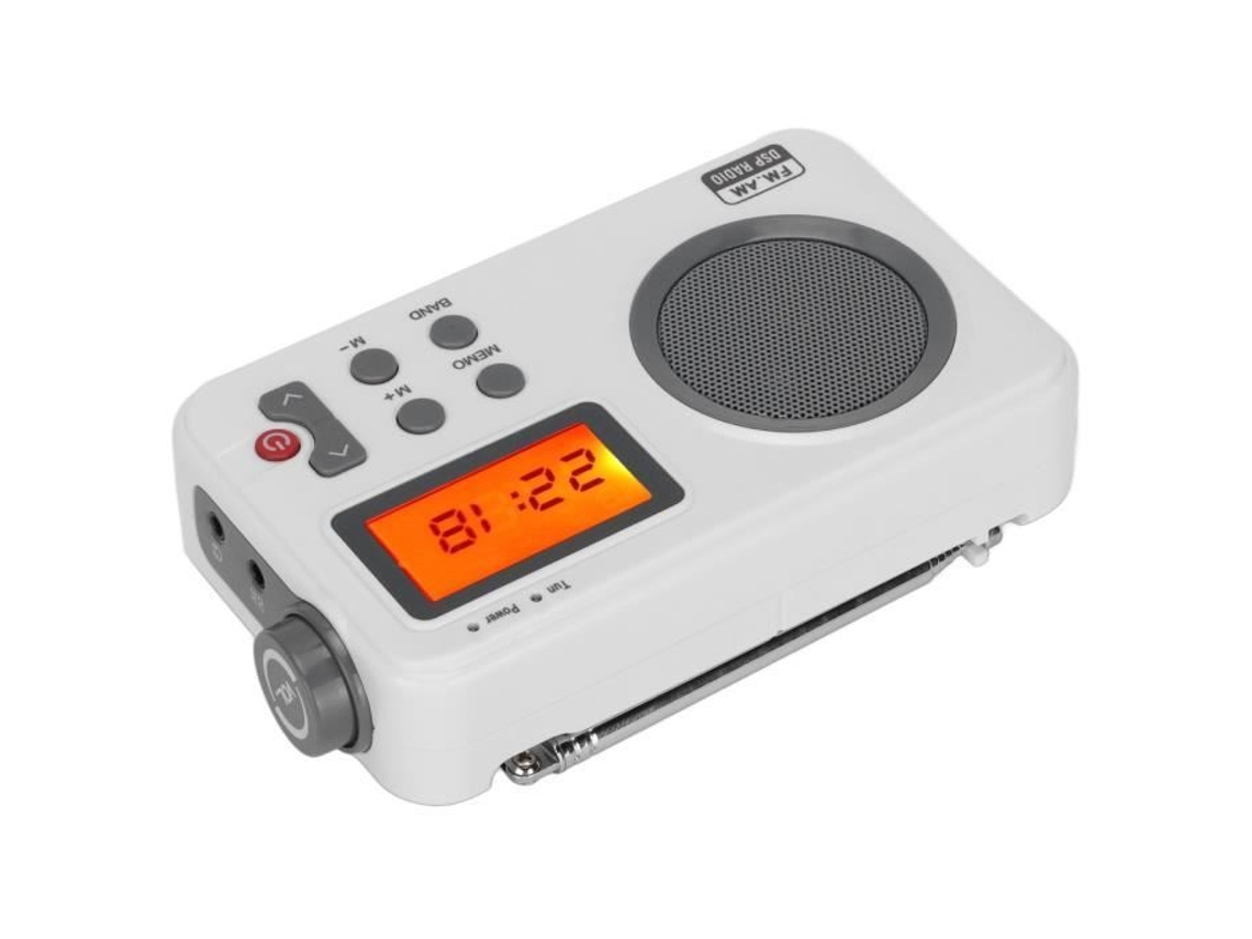 HURRISE Radio Portátil LCD AM FM Subwoofer Hifi Reloj Retroiluminado con Pantalla de Frecuencia