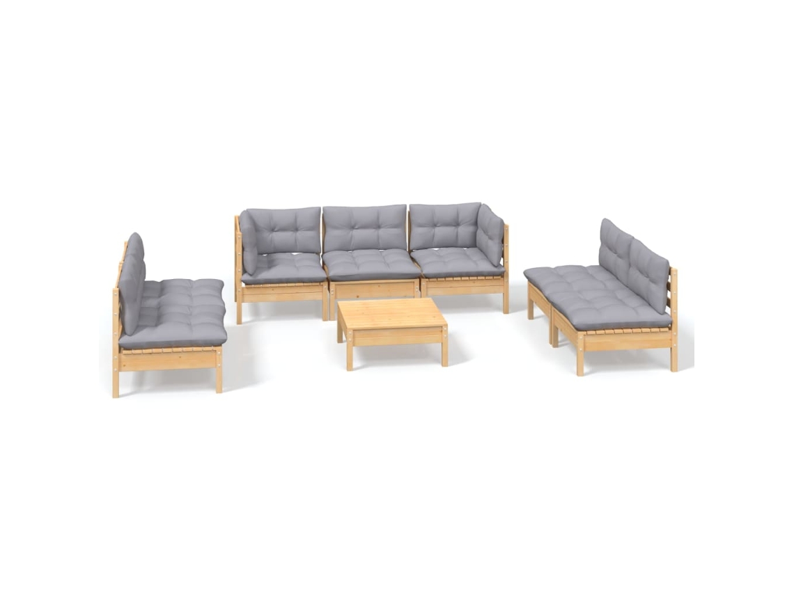 Maison Exclusive - Juego De Muebles De Jardín 8 Pzas Y Cojines Madera Maciza Pino