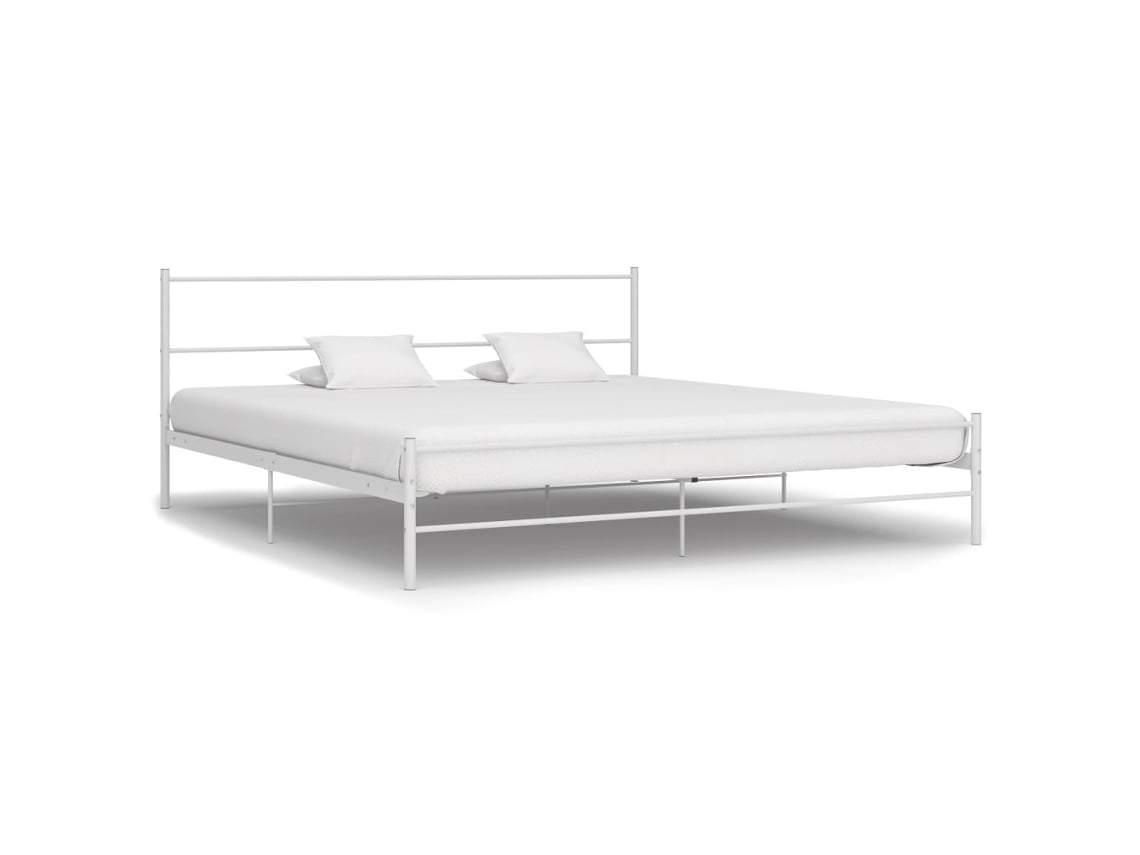 Estructura Cama Sin Colchón Con Cabecero Metal Blanco 160x200cm