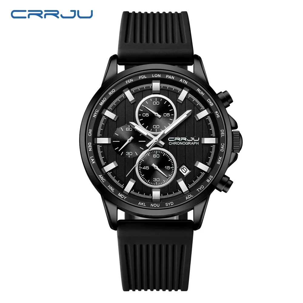(negro) Reloj Cronógrafo Deportivo Impermeable Para Hombre Con Pantalla De Fecha Luminosa Y Cuero Genuino