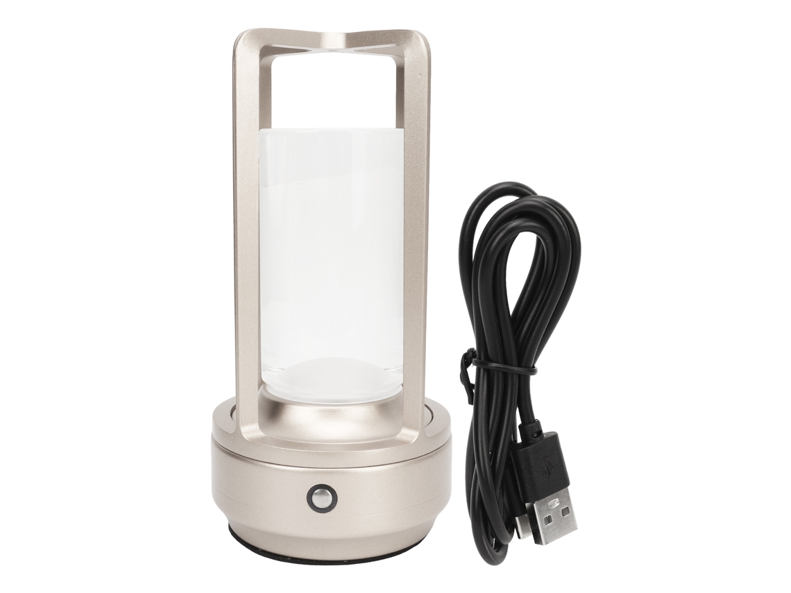 Rebe-lámpara De Mesa Inalámbrica Con Toldo De Cristal 3 Temperaturas De Color Control Táctil Usb Recargable Led Plateada Para Hogar