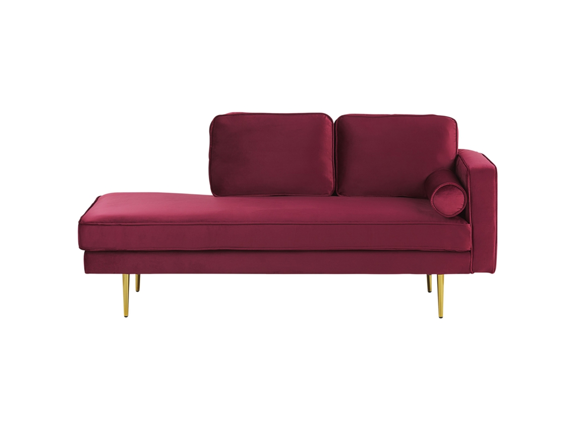 Chaise longue derecho BELIANI Miramas de Terciopelo Rojo 171x79x63