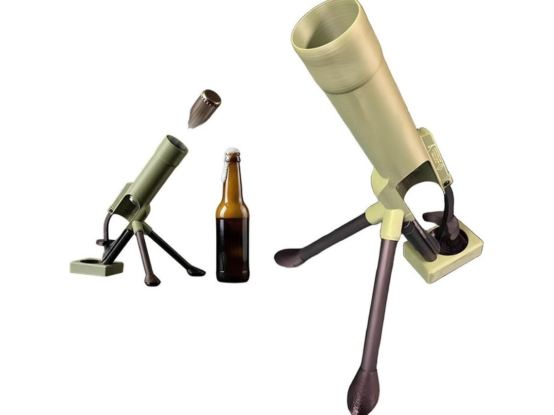 Abrebotellas Creativo Con Sistema De Expulsión De Tapas Tipo Cartucho, 51 Mm, Estilo Militar - Beige - Tommy01