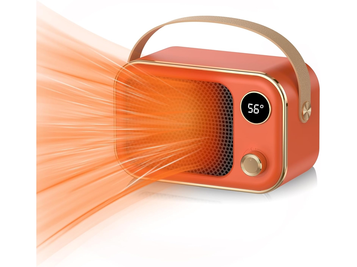 Calentador de aire instantáneo naranja, pequeño calentador eléctrico doméstico, vertical. Sfushos