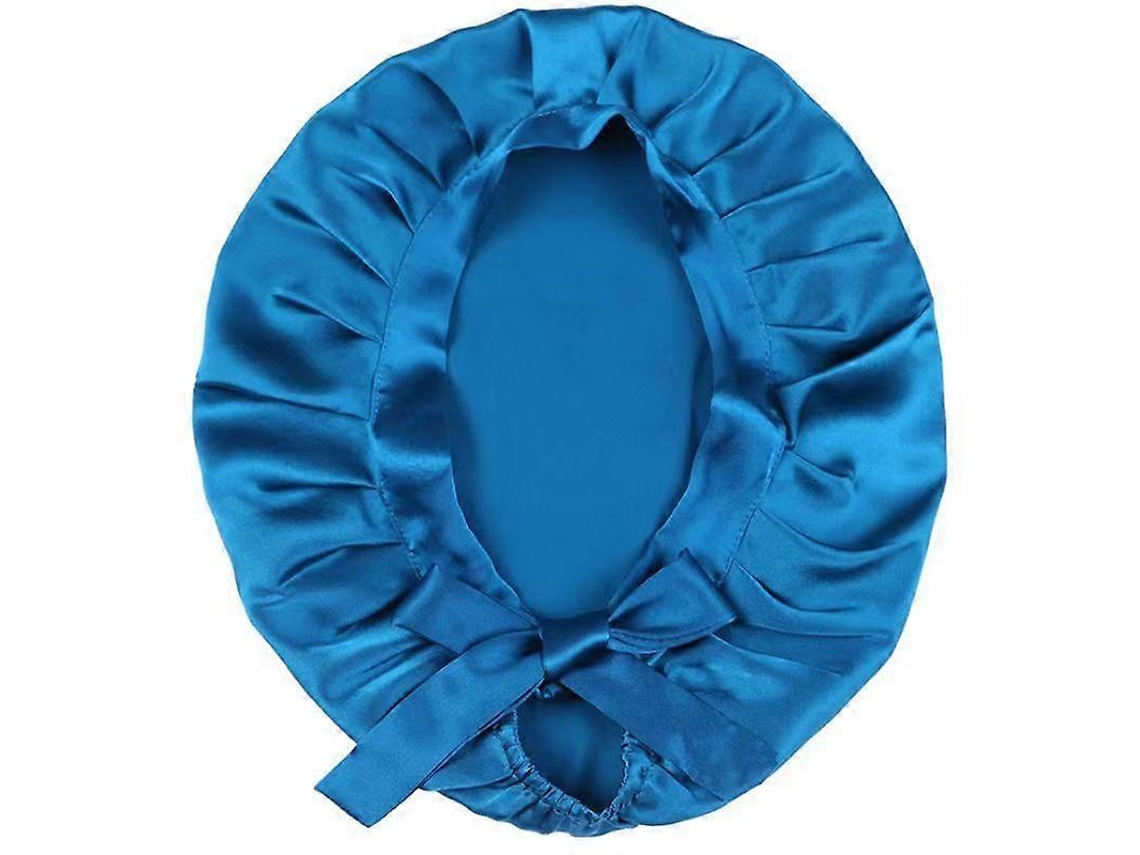 Gorro De Seda Ajustável Para Dormir, Toalha De Cabelo Suave Para Prevenir Frizz E Queda De Cabelo, Preto Azul Escuro