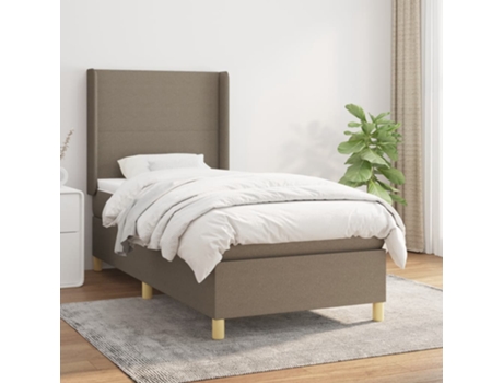 vidaXL Cama con somier y colchón 90x190 cm tela gris marrón