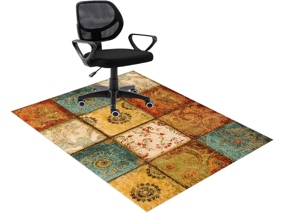 Alfombrilla protectora antideslizante para silla de oficina, 80 x 120 cm, para suelos de parquet de madera, laminado, baldosas Az...