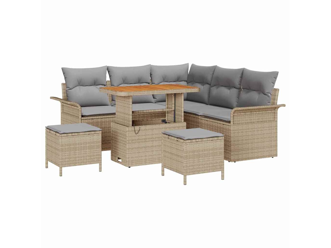 Maison Exclusive - Conjunto de sofás de jardín de 8 piezas en beige y gris claro