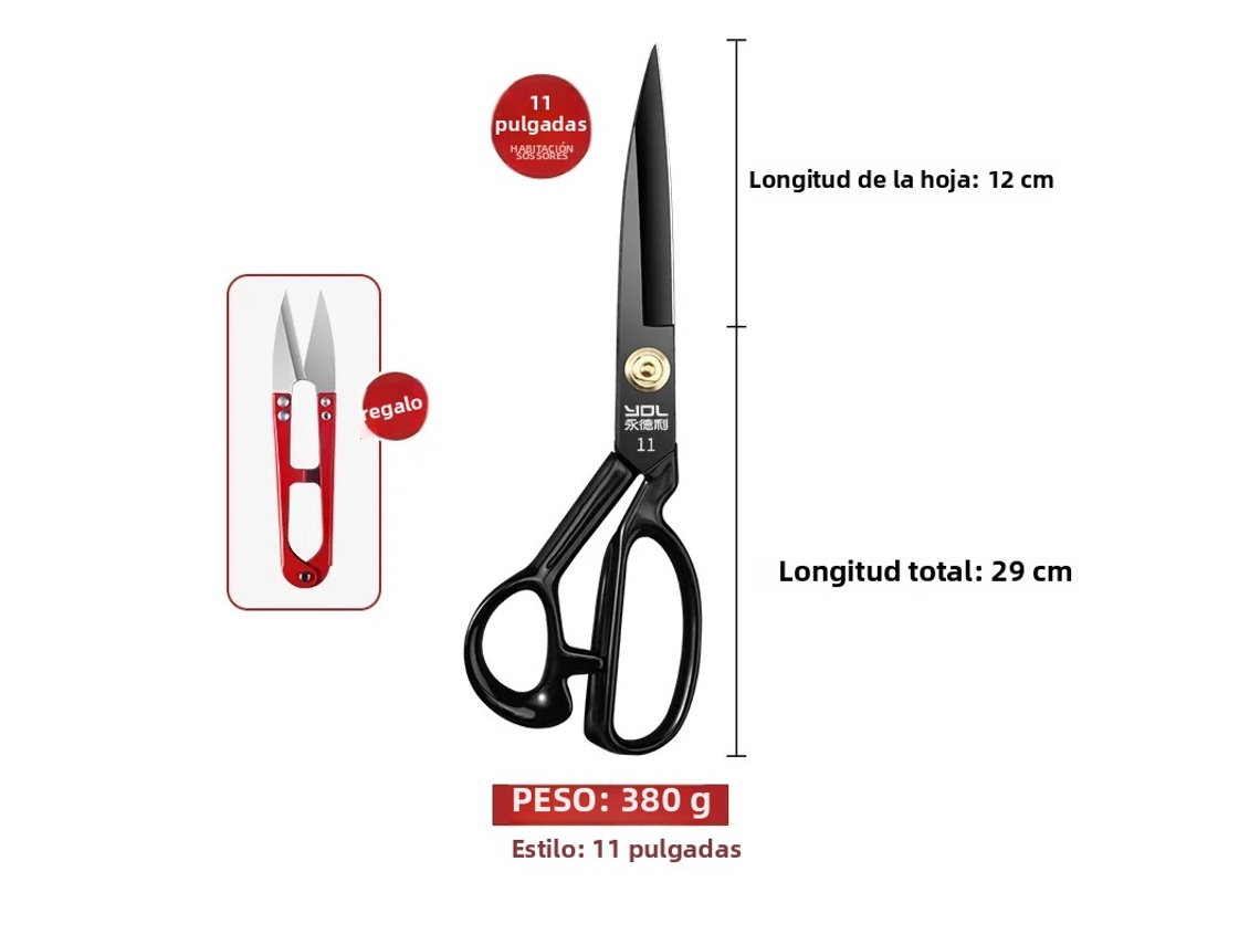Tesoura de Costura Doméstica de Aço Inoxidável , Tesoura Profissional para Confecção de Roupas, Tesoura para Bordado. MDUG (28 Cm)