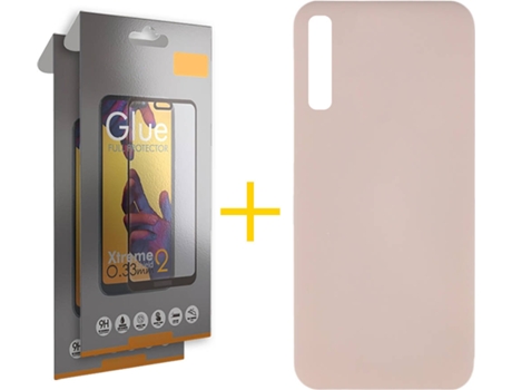 Kit Funda + 2 Protectores de Pantalla Samsung Galaxy A30s SKYHE Full Silicona Líquida (Rosa Claro)