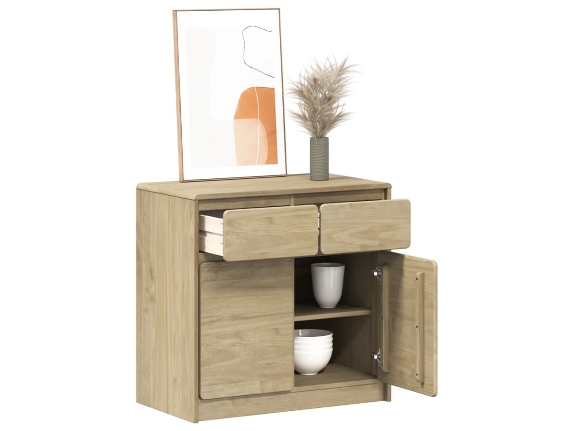 Aparador Sauda Madera Maciza Pino Roble 80x43x75,5 Cm