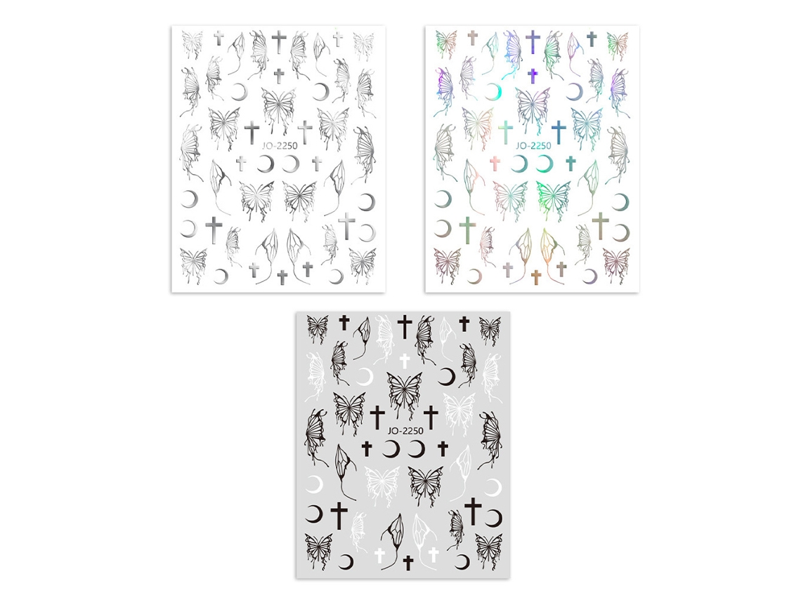 Adhesivo para uñas con mariposas de colores, transferencia de letras para decoración de uñas RNEMITERY
