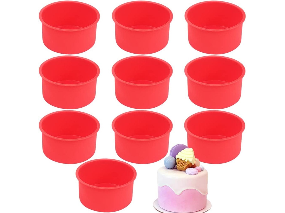Juego de moldes para pasteles de 4 pulgadas, 10 Mini moldes de silicona para pasteles, capa de muffin, herramienta redonda para hornear pasteles para bodas, fiestas y cumpleaños