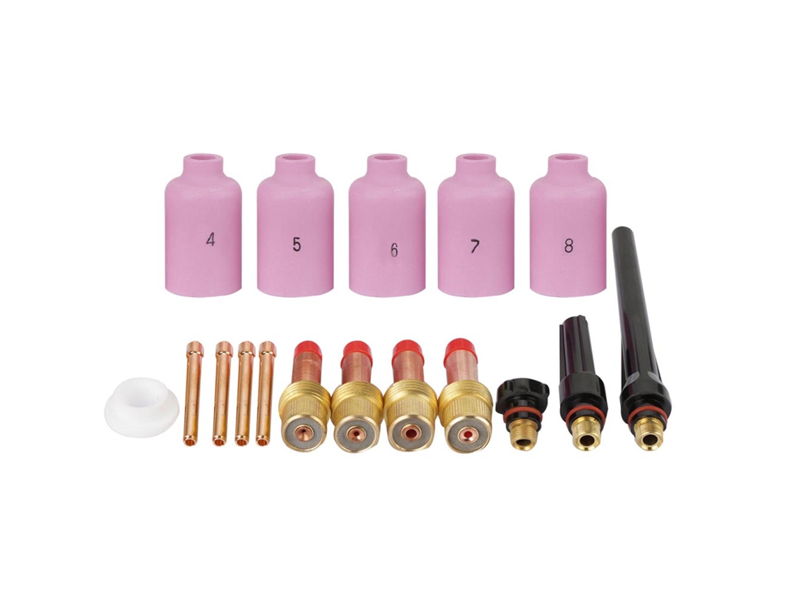 17 Piezas Para La Antorcha Tig Wp-17/18/26: Boquilla, Lente De Gas, Camisa Y Tapa Trasera.