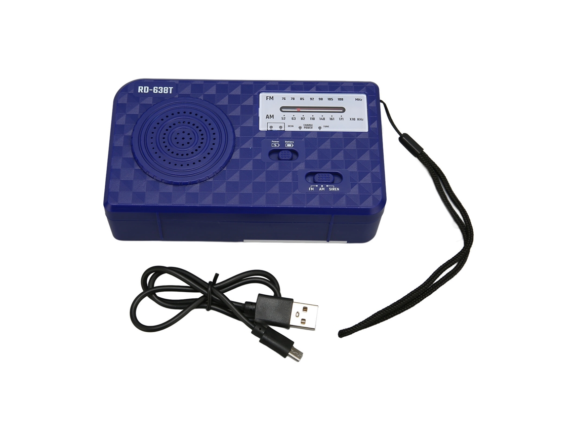 Radio meteorológica de emergencia Junli con manivela solar y linterna LED.