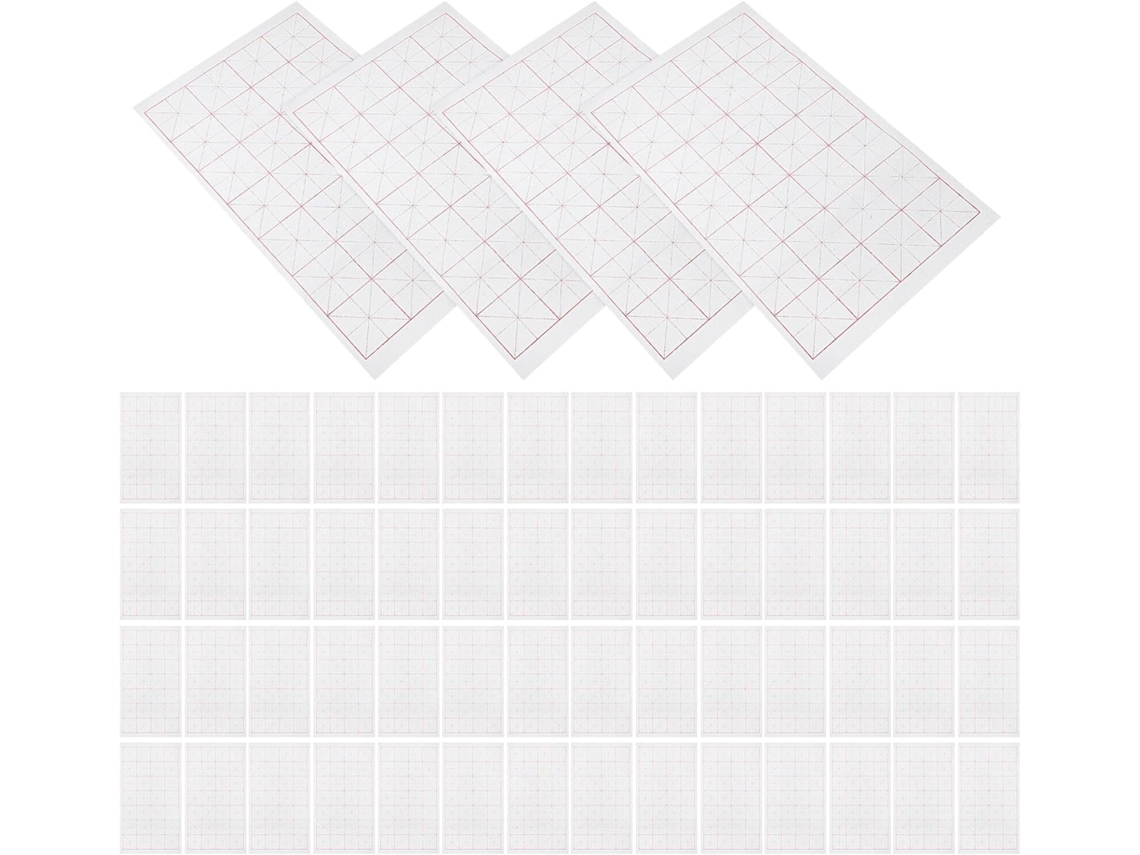 Wekamos 100 Hojas De Papel De Caligrafía China Xuan Semicrudo Con Cuadrícula