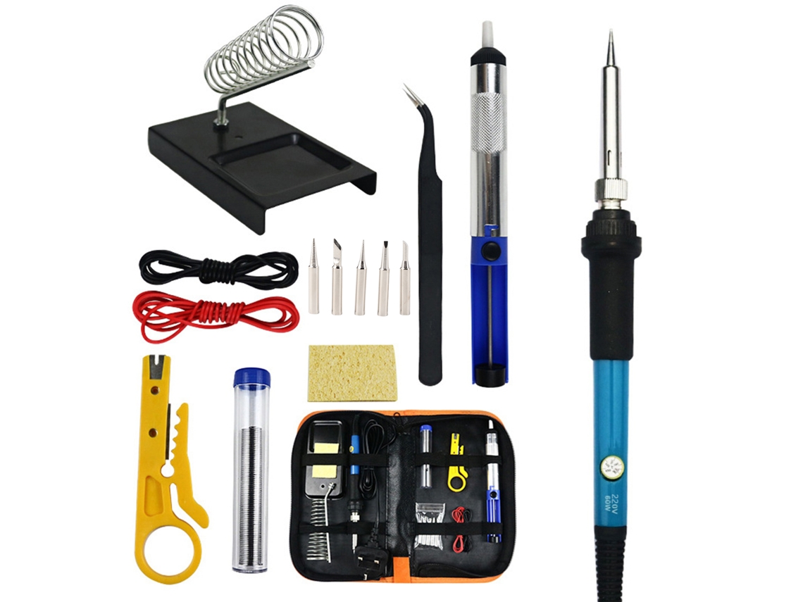 Kit De Soldador De 60 W Con Bolsa De Temperatura Ajustable - Herramienta De Soldadura Eléctrica Para Reparaciones Caseras