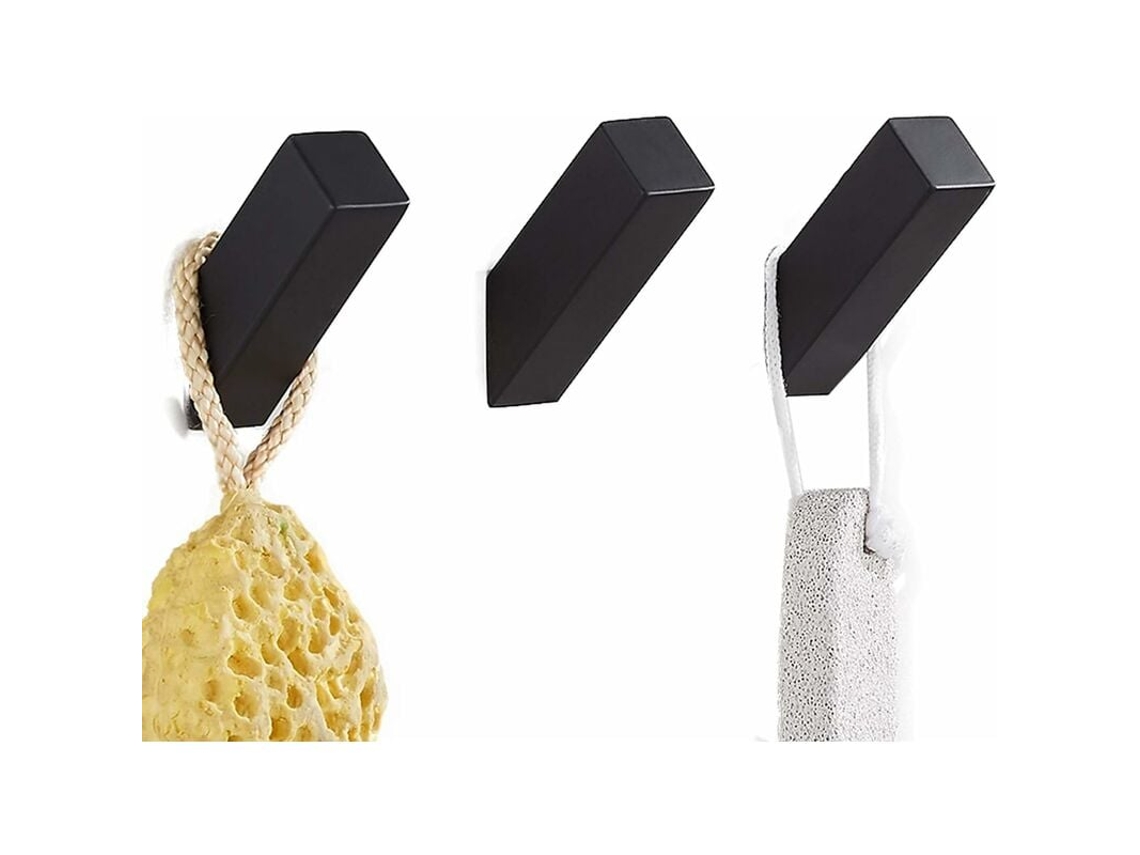 Perchero de pared contemporáneo, diseño versátil y compacto para decoración de baño, cocina y dormitorio, acabado negro mate, gancho multiusos Res