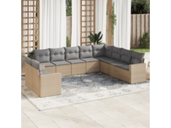 Conjunto de sofá de jardín de 10 piezas con cojines, mimbre sintético beige, Dkd Home Decor