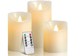Velas LED con llama móvil, juego de 3 velas recargables, iluminación decorativa, ABS Tommy01