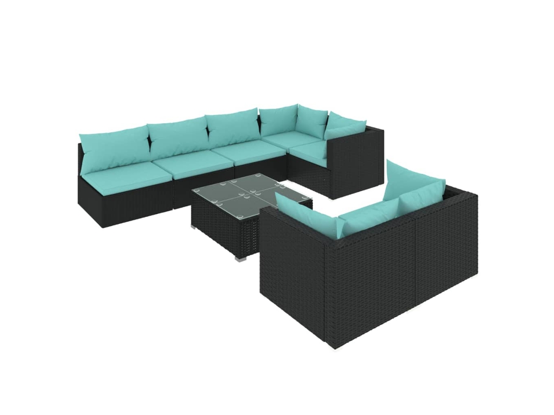 Maison Exclusive - Set De Muebles De Jardín 8 Pzas Y Cojines Ratán Sintético Negro