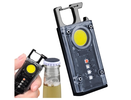 Linterna Mini Llavero Cob,Recargable Llavero Mini Linterna Mini USB recargable 500 lúmenes 8 modos de luz (negro) BISBISOUS