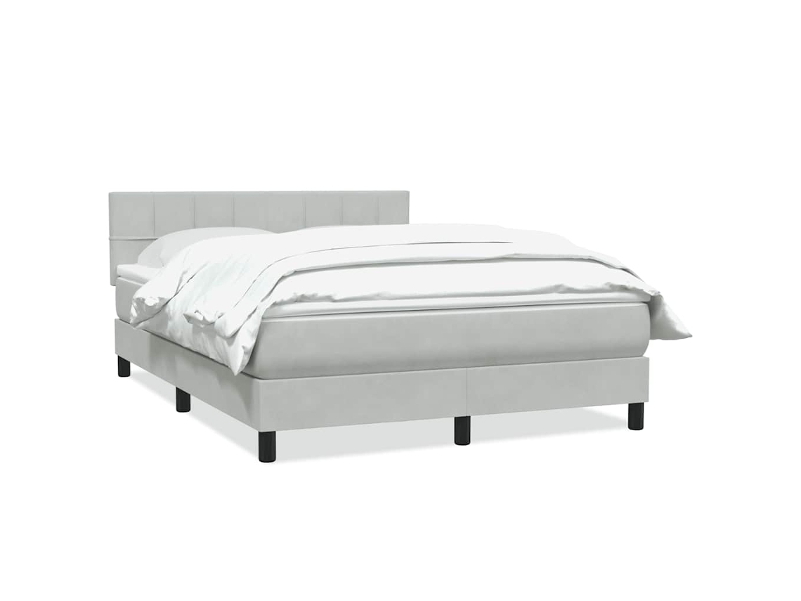 Maison Exclusive - Cama Box Spring Con Colchón Terciopelo Gris Claro 160x210 Cm