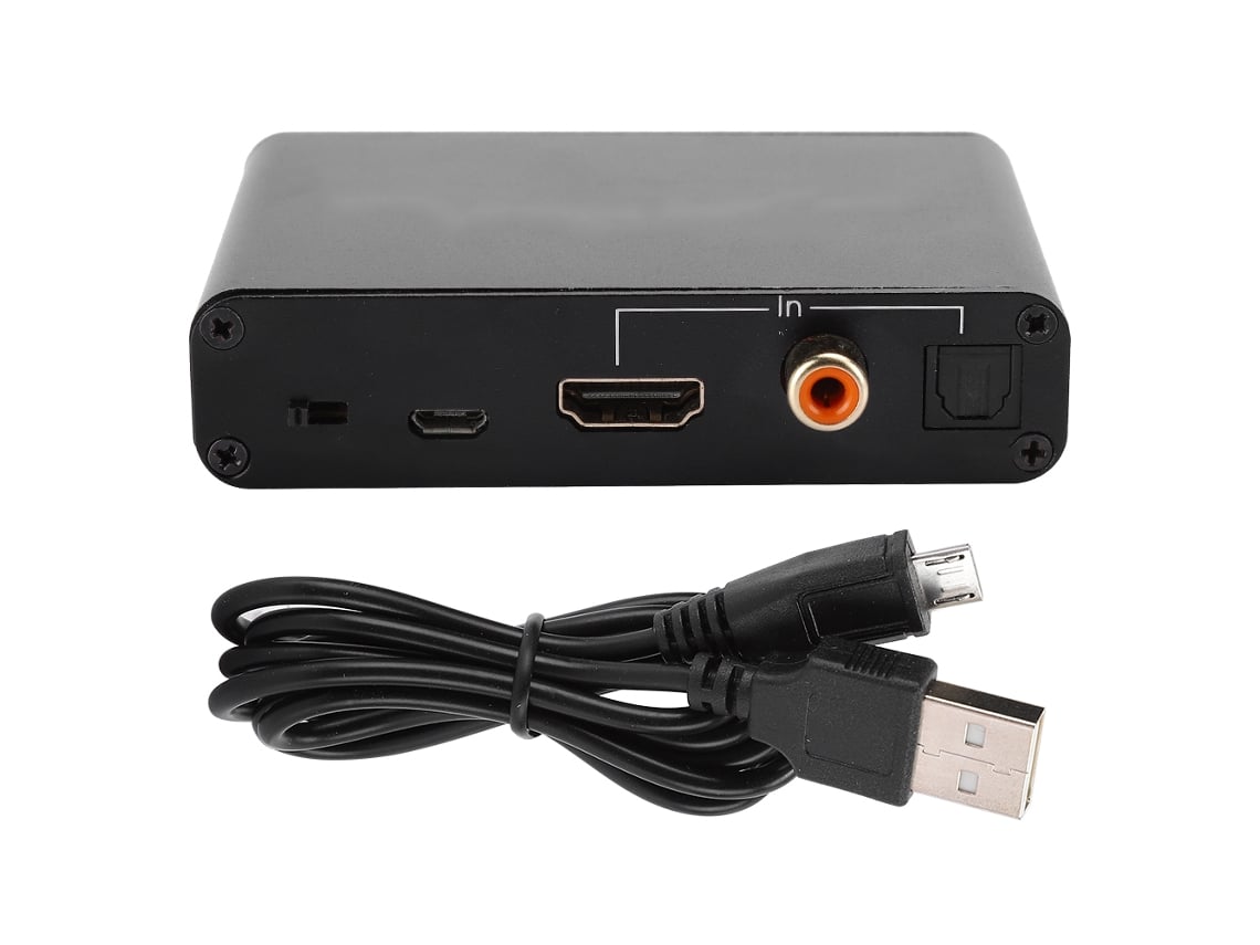 Adaptador Convertidor Digital A Analógico Dac Coaxial Óptico Hdmi Con Retorno De Audio Hdmi, Amplificador Negro