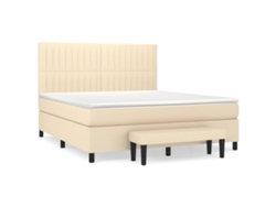 Cama Con Somier VIDAXL Crema Tela (160x200 cm)