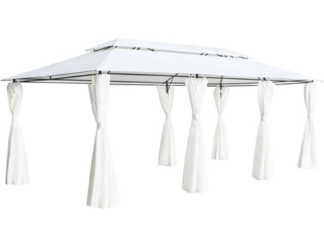 vidaXL Cenador con cortinas 600x298x270 cm blanco 180g/m²