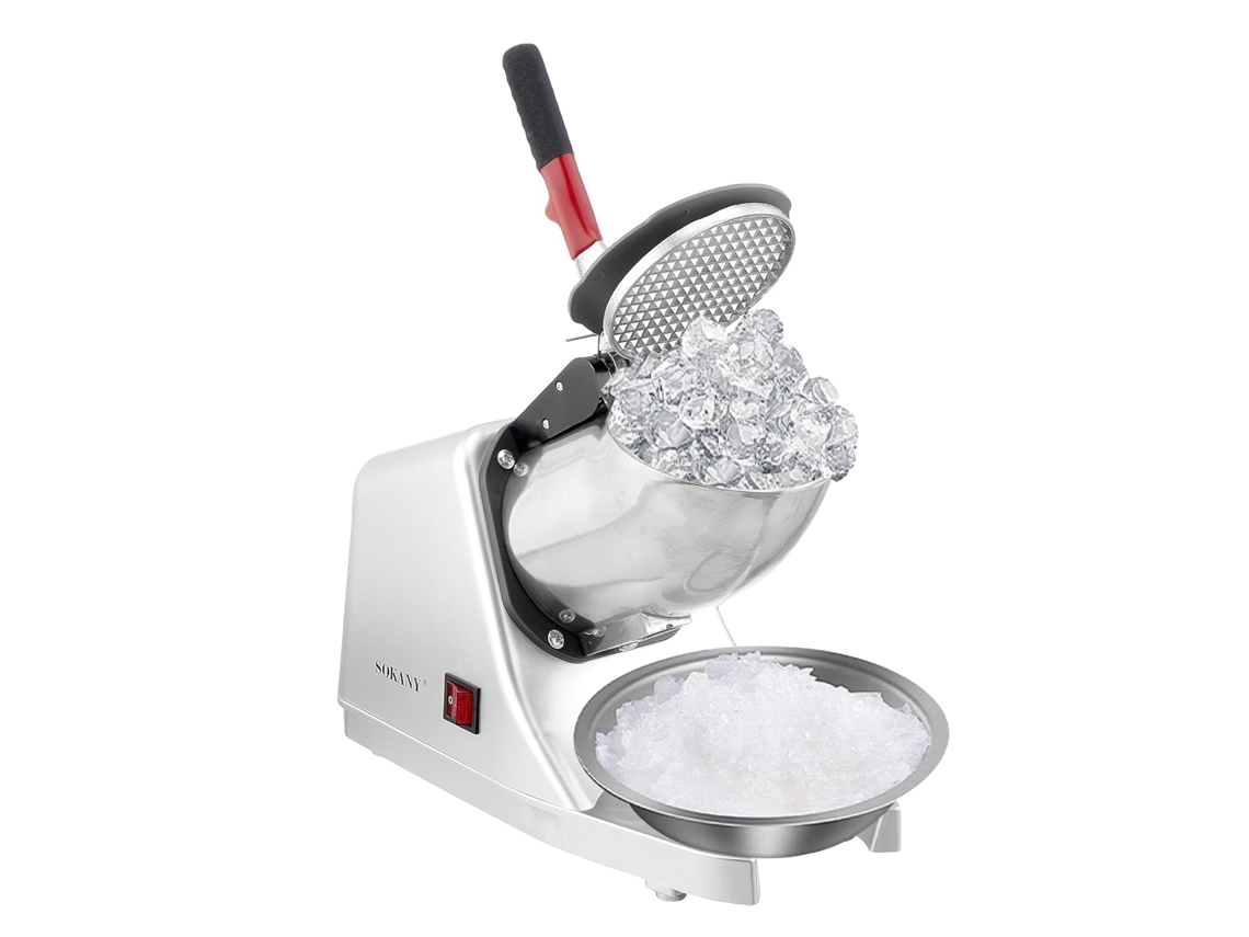 Picadora de hielo eléctrica, acero inoxidable, 300 W, 1440 RPM.