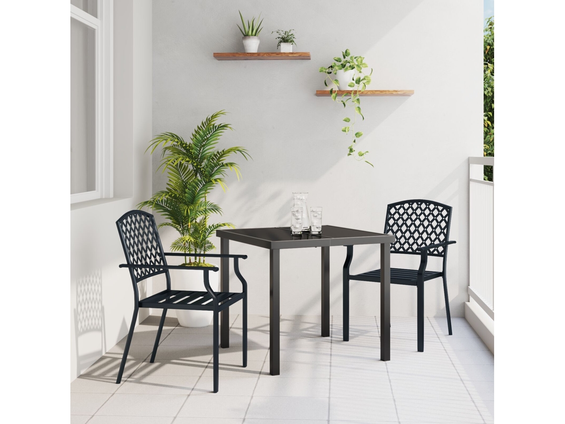 Juego de comedor de jardín Lovely Home de 3 piezas de acero antracita Wsd688155