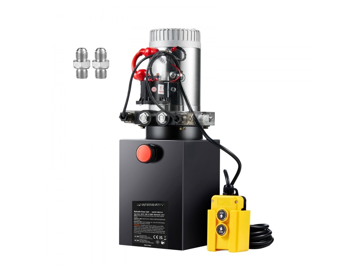 Bomba hidráulica de 12 V con motor de 1600 W, tanque de 1.5 galones, doble efecto, presión de hasta 3200 PSI, para remolques y montacargas - Tekmaquinas