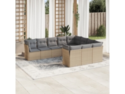 Conjunto de 10 sofás de jardín con cojines de mimbre beige de DKD Home Decor